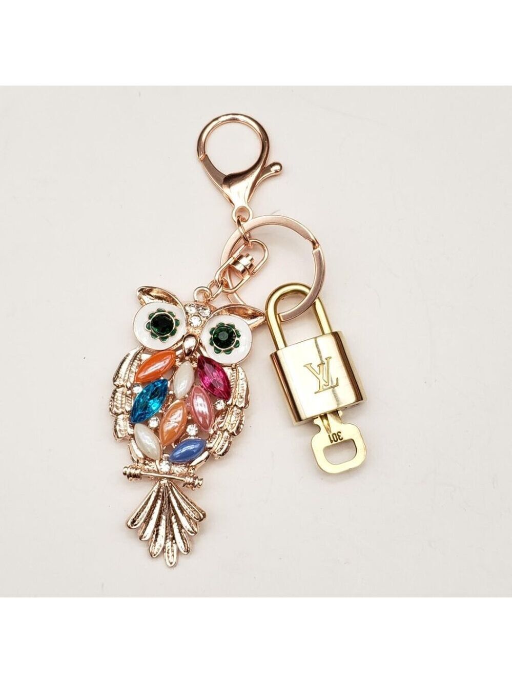 Louis Vuitton Gold Lock & Key 🔑 Authentic LV Unbranded Owl Keychain Charm